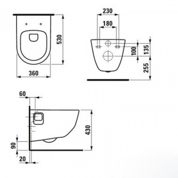 Унитаз подвесной Laufen PRO rimlless, 8.2096.4.000.000.1