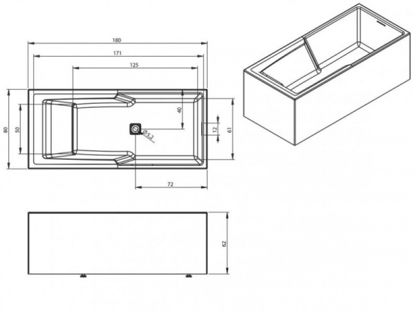 Ванна акриловая Riho STILL SHOWER ELITE L 180x80 (L-образная панель в комплекте), BD1800500000000