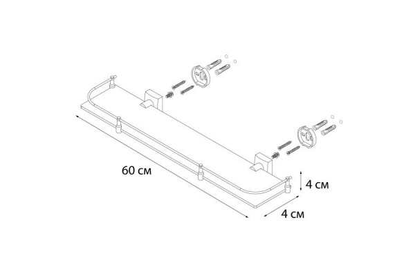 Полка стеклянная Fixsen Квадро, хром/прозрачная, FX-61303B