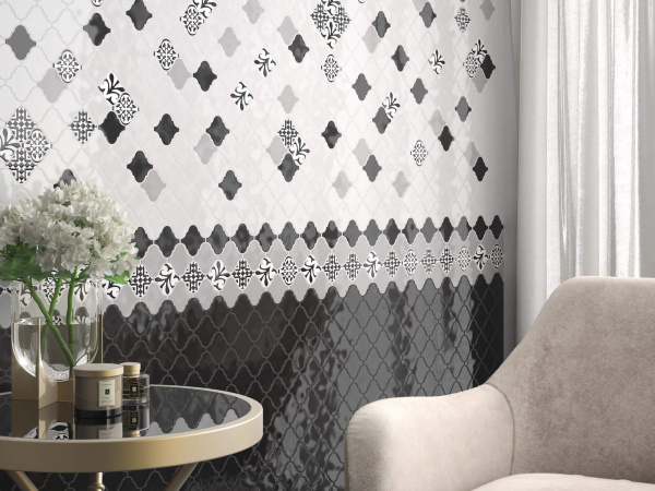 Плитка керамическая настенная Kerama Marazzi Арабески глянц серый 26x30, 65012