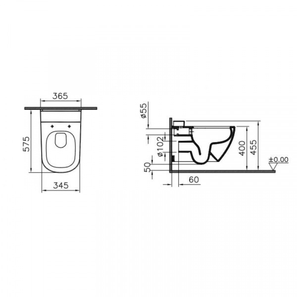 Унитаз подвесной Vitra  D-Light , безободковый, 5911B003-1086