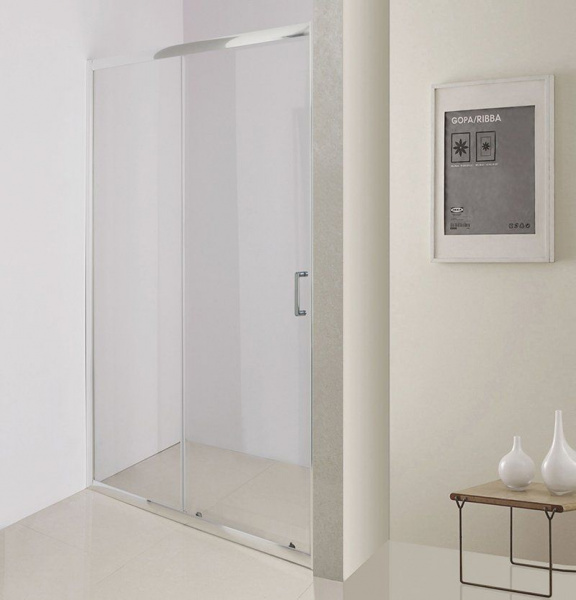 Душевая дверь BelBagno 1550x1950, рифленое стекло, хромированный профиль, UNO-195-BF-1-155-P-Cr