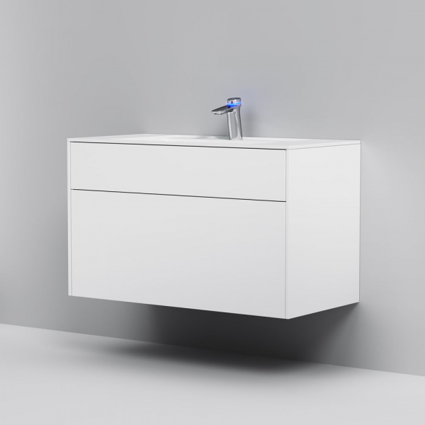 Тумба подвесная под раковину AM.PM INSPIRE V2.0 100 см, 3 ящика, push-to-open, белый матовый, M50AFH