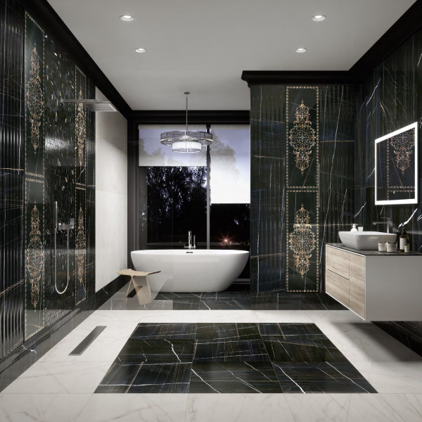 Керамическая плитка настенная Kerama Marazzi Милан Греппи черный 40x120x10, 14026R