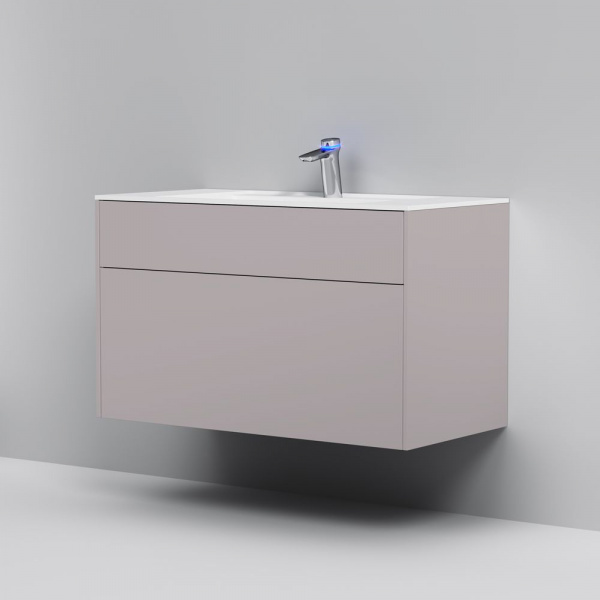 Тумба подвесная под раковину AM.PM INSPIRE V2.0 100 см, 3 ящика, push-to-open, элегантный серый, M50