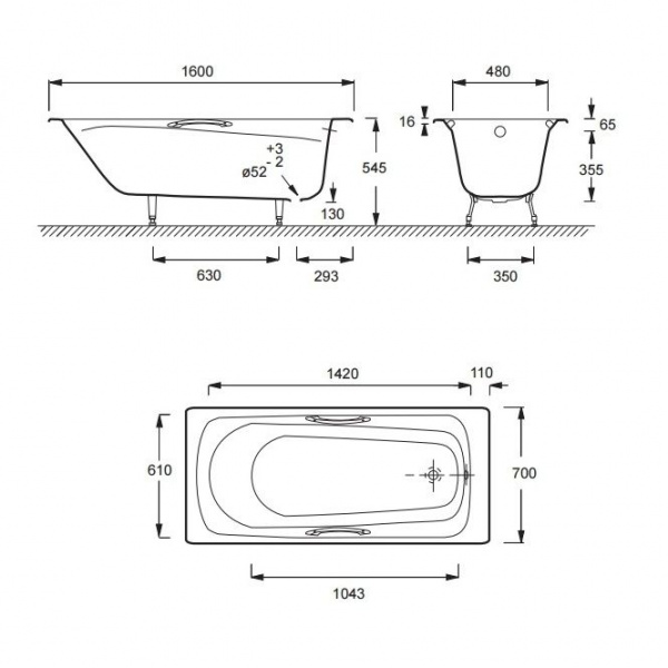 Ванна чугунная Jacob Delafon MELANIE 160х70 см, E2935-00