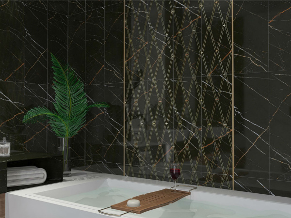 Керамическая плитка настенная Eletto Ceramica BLACK & GOLD 24,2*70, 508111201