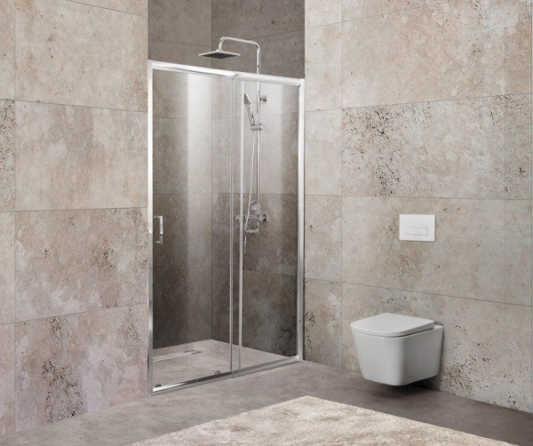 Душевая дверь BelBagno (1000-1150)x1900, прозрачное стекло, хромированный профиль, UNIQUE-BF-1-100/1