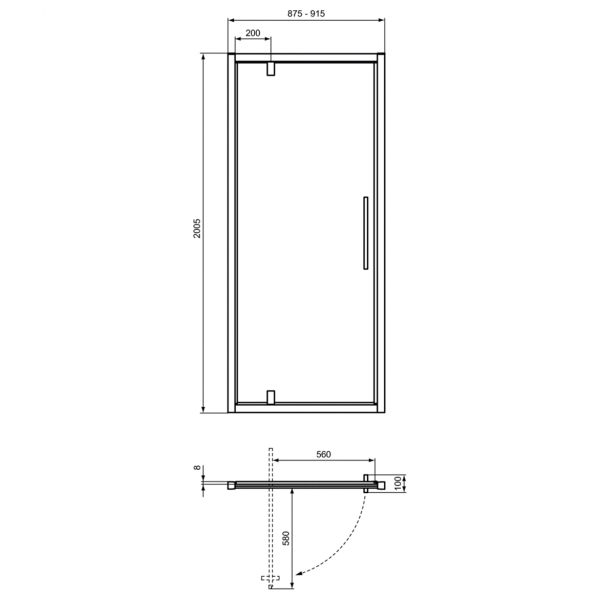 Душевые двери Ideal Standard I.Life PV 90 см для установки в нишу, T4839EO