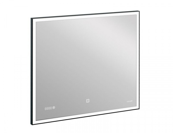 Зеркало Cersanit LED 011 design 80x70 с подсветкой часы металл. рамка, KN-LU-LED011*80