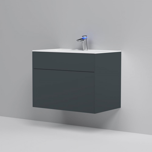 Тумба подвесная под раковину AM.PM INSPIRE V2.0 80 см, 3 ящика, push-to-open, графит матовый, M50AFH