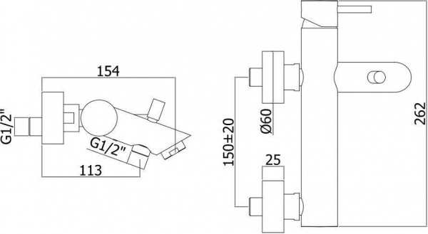 Смеситель для ванны с душем Paffoni Light LIG022ST