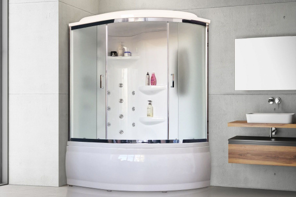 Гидромассажный бокс Royal Bath 150х100х225,  матовое стекло, хромированный профиль, левая, RB 150ALP