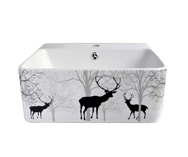 Раковина накладная Bronze De Luxe Black Deer, 400x420x156, 1060BD