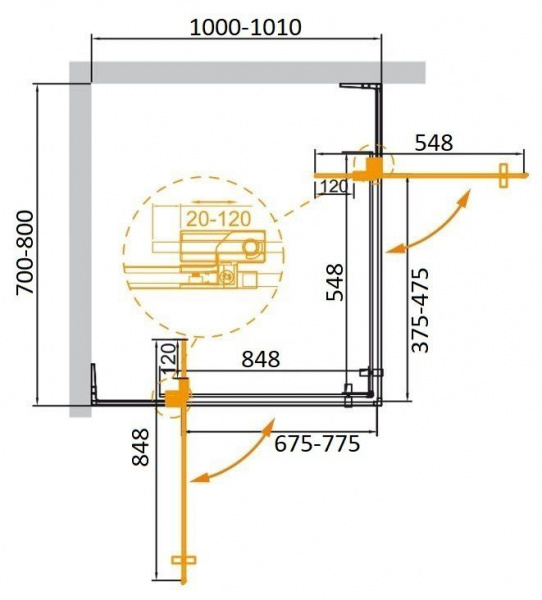 Душевая кабина Cezares SLIDER-AH-2-70/80-100/110-BR-Cr