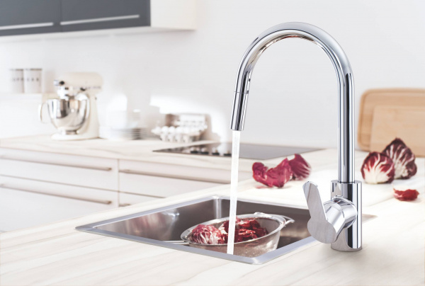 Смеситель для кухни Grohe Eurostyle Cosmopolitan, с высоким, выдвижным изливом, хром, 31482003