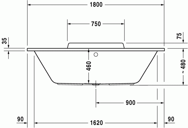 Ванна Duravit DURASTYLE 1800 x 800 мм, 700298000000000