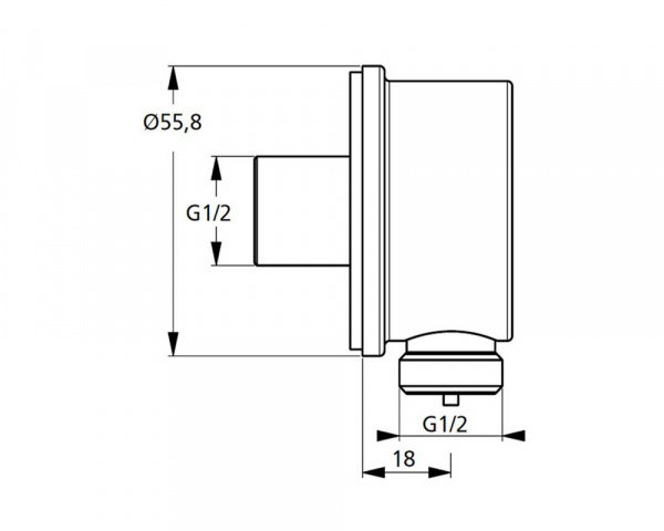 Подключение для душевого шланга Ideal Standard Idealrain L1, 1/2"х1/2", для встраиваемых смесителей,