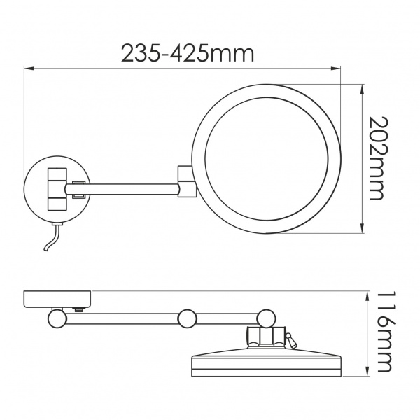 Косметическое зеркало WasserKRAFT Elbe K-7200, K-1004BLACK