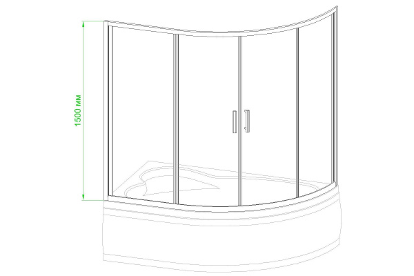 Шторка для ванны Royal Bath 140х95х150 см, матовое  стекло, RB 140ALP-C