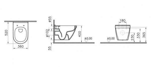 Унитаз подвесной Vitra S50, Rim-ex с крышкой микролифт, 7740B003-6039