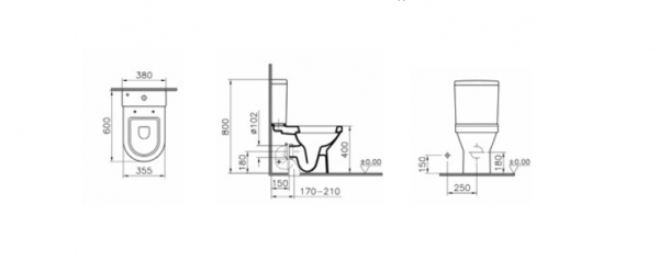 Унитаз-компакт  Vitra S-50 60 с крышкой дюропласт,  9798B003-7200
