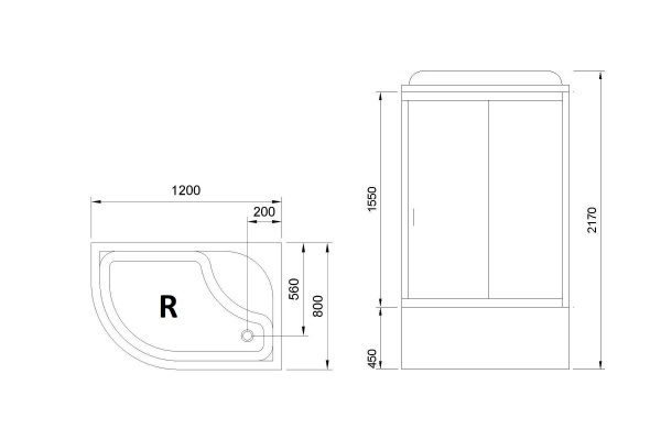 Гидромассажный бокс Royal Bath  120х80х217, белое/матовое стекло, хромированный профиль, правая, RB 