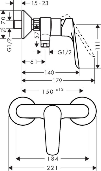 Смеситель для душа Hansgrohe Logis E, хром, 71602000