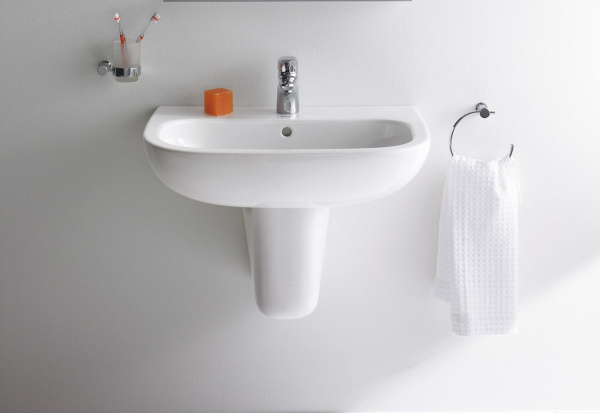 Раковина Duravit D-Code 65 с перел., с 1 отв. под смес., белый, 23106500002