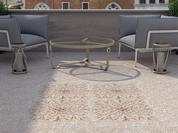 Керамогранит Kerama Marazzi Терраццо 60х60 беж светлый декорированный SG631900R