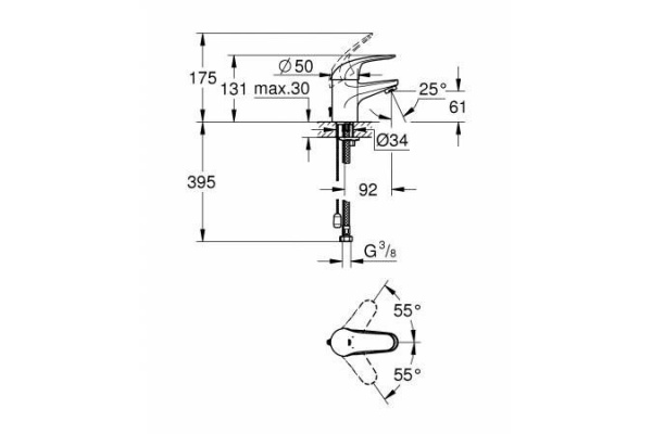 Смеситель для раковины Grohe Euroeco, хром, 32881000