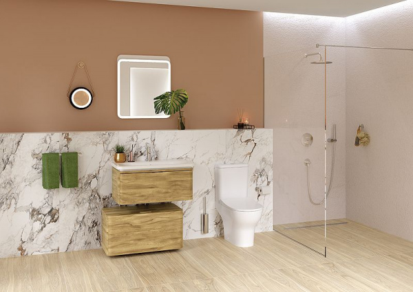 Тумба с раковиной Vitra Nest Trendy 80,  с LED подсветкой, натуральная древесина, 56138