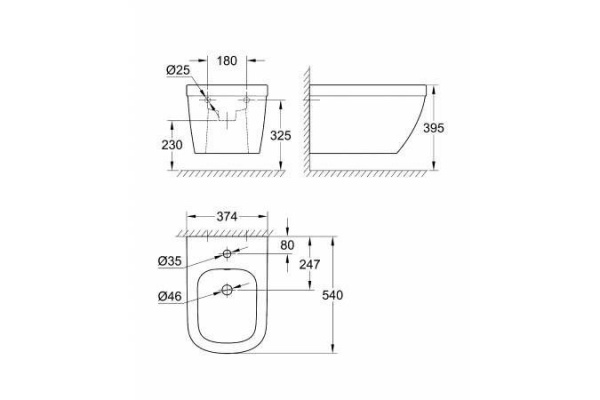 Биде подвесное Grohe Euro Ceramic, альпин/белый, 39208000
