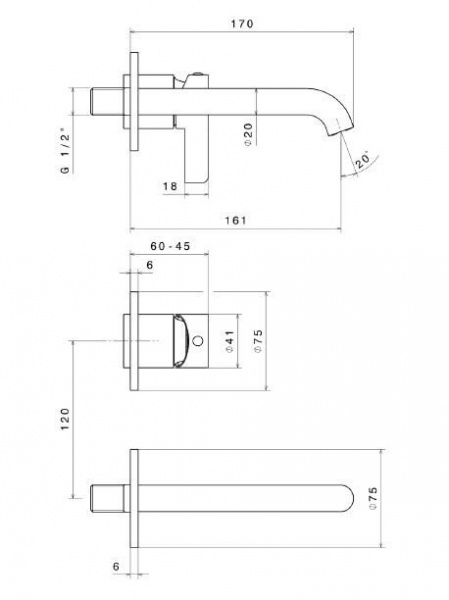 Смеситель для раковины Kerama Marazzi Linea/Линеа хром глянец, 71028EKM.21.018