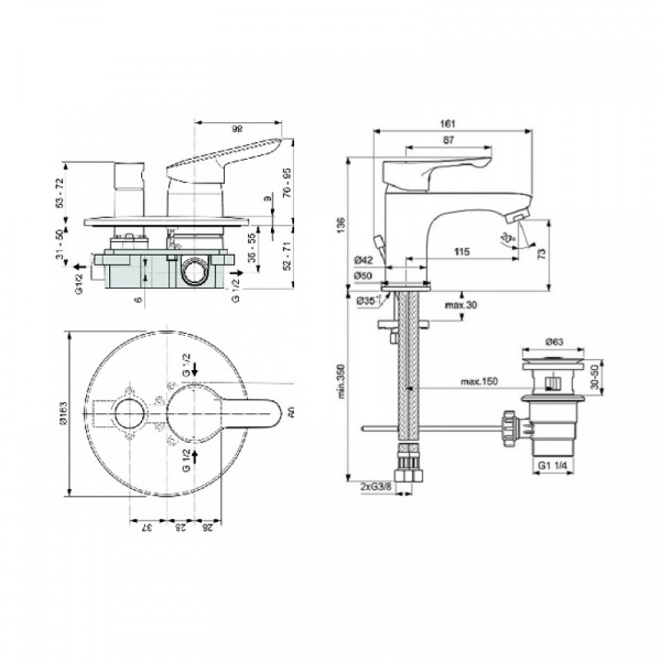 Промо комплект 6 в 1 Ideal Standart ESLA (BC224AA + A6947AA + B0387MY + B9445AA + B2619AA + B9448AA)