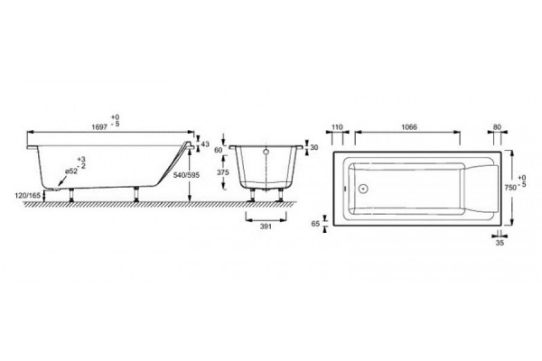 Ванна акриловая Jacob Delafon SOFA 170*76, E60515RU-00