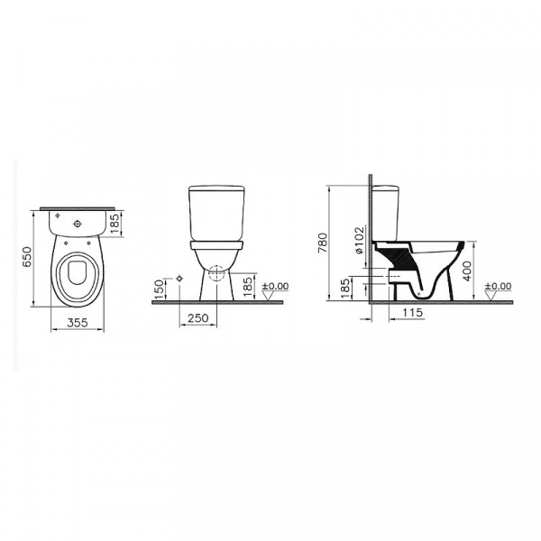 Унитаз-компакт Vitra Norm Fit, c функцией биде, с крышкой термопласт, микролифт, белый, 9844B099-720