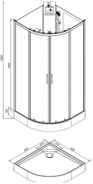 Душевая кабина Aquanet Passion R 90x90, прозрачное стекло